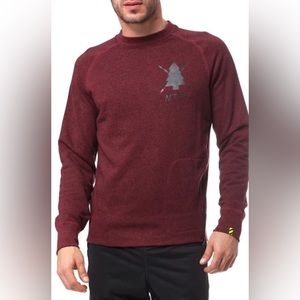Nike Mens Burgundy Run Nike T/F Asymmetrical Crew Era Fleece